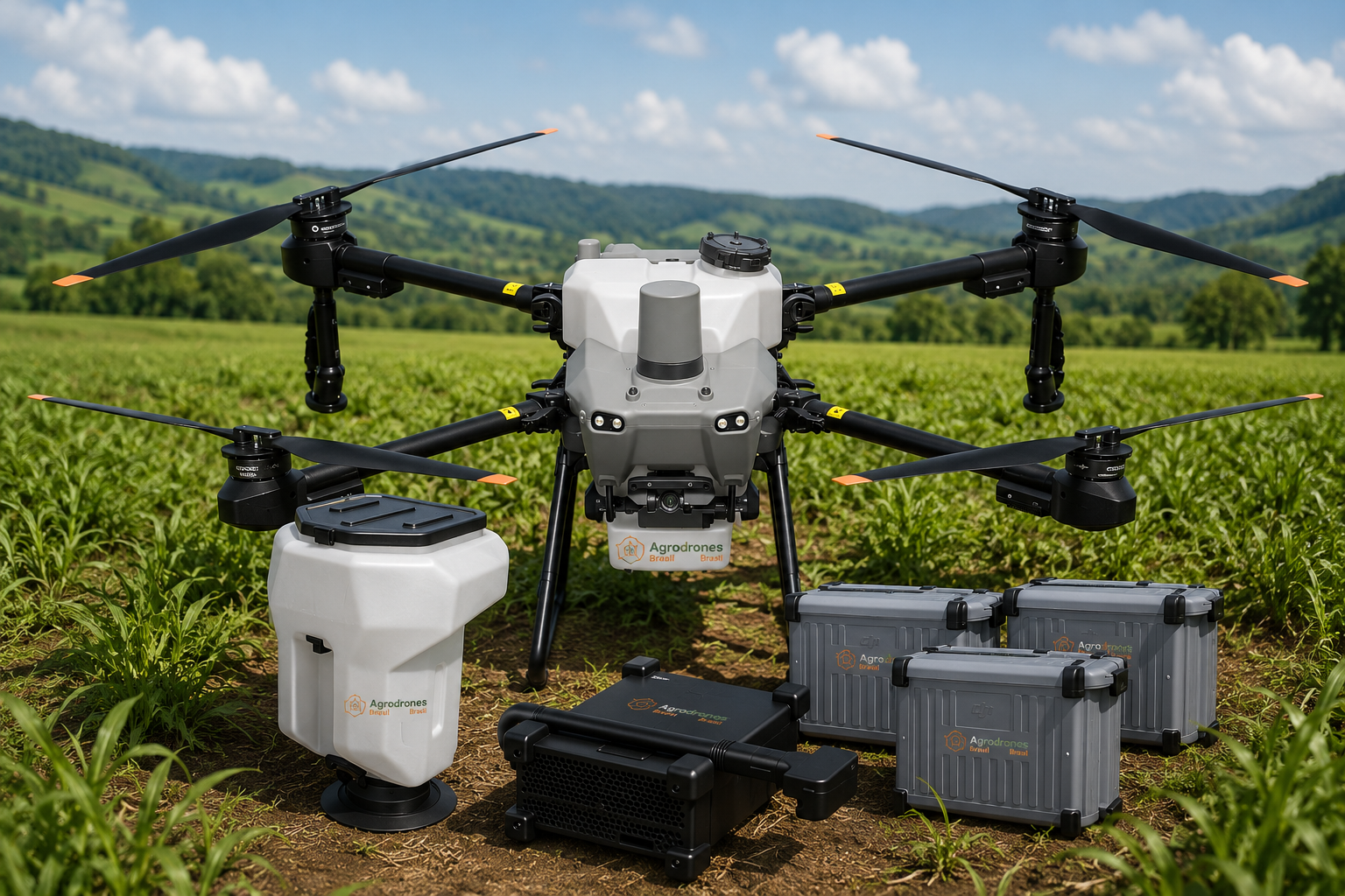 Kit Drone T25 + Baterias + Carregador + Dispersor de Sólidos s/ Gerador